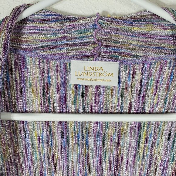 Linda Lundström Multicolor One Size Open Drape Cardigan Tunic Sweater Lavender - Picture 4 of 8